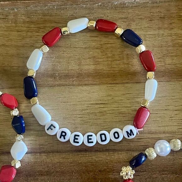 4th Of July Patriotic American USA Freedom Stretch Bangle Set Of 6 Unisex New - Picture 8 of 9